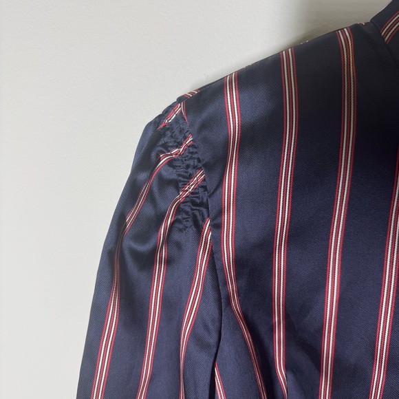 NWT Sandro Respect Navy/White/Red Striped Puff-Sleeve Women’s Mini Dress 40/8 - Picture 8 of 13